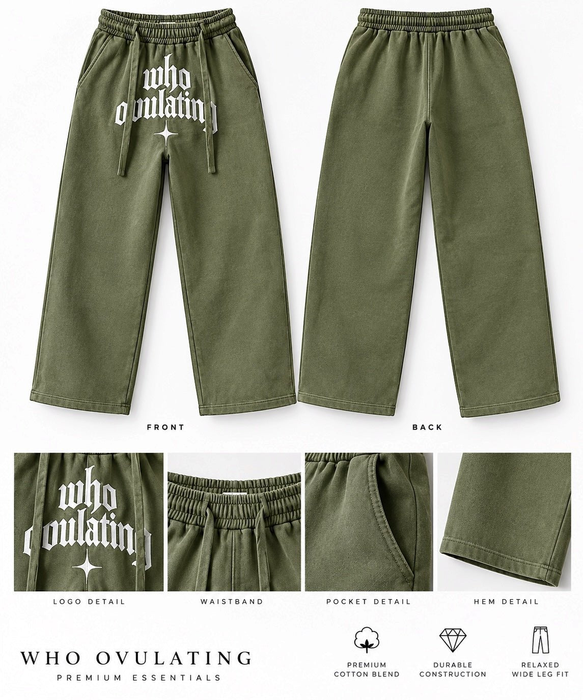WO "Who Ovulating" Wide-Leg Sweats - WHO OVULATING